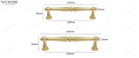 Tay nắm tủ tân cổ điển vintage màu vàng gold SH3113