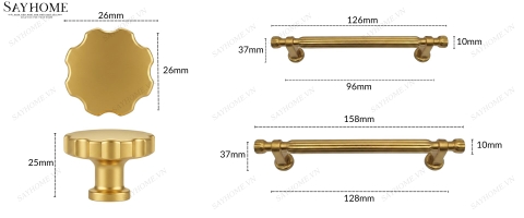 Tay nắm đũa tân cổ điển vintage màu vàng đồng SH3177