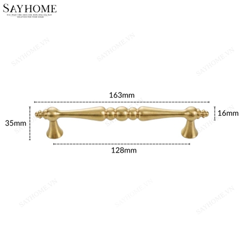 Tay nắm tủ tân cổ điển Vintage màu vàng gold SH5513