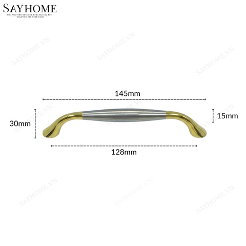 Tay nắm tủ hiện đại màu vàng 18k mặt inox SH5532