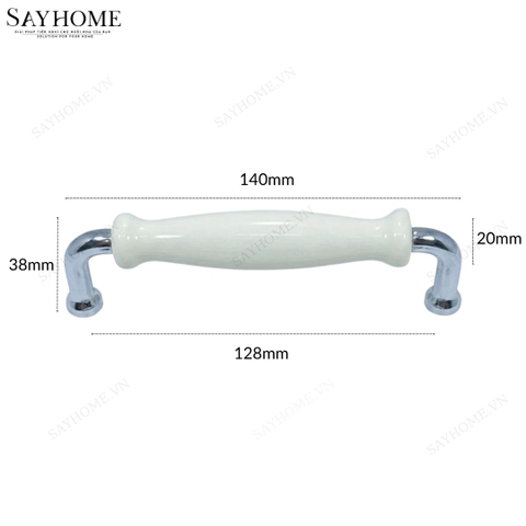 Tay nắm tủ hiện đại màu inox mặt sứ trắng SH5537 tại thành phố Hồ Chí Minh