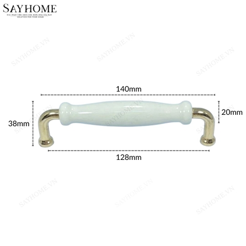 Tay nắm tủ hiện đại màu vàng gold mặt sứ trắng SH55VT37 tại thành phố Hồ Chí Minh