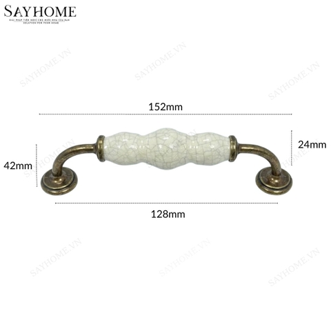 Thông số kĩ thuật Tay nắm tủ tân cổ điển Vintage màu đồng mặt sứ trắng SH55D39 tại Thành phố Hồ Chí Minh