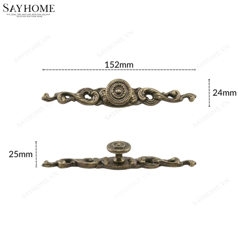 Tay nắm tủ tân cổ điển Vintage màu đồng SH5579