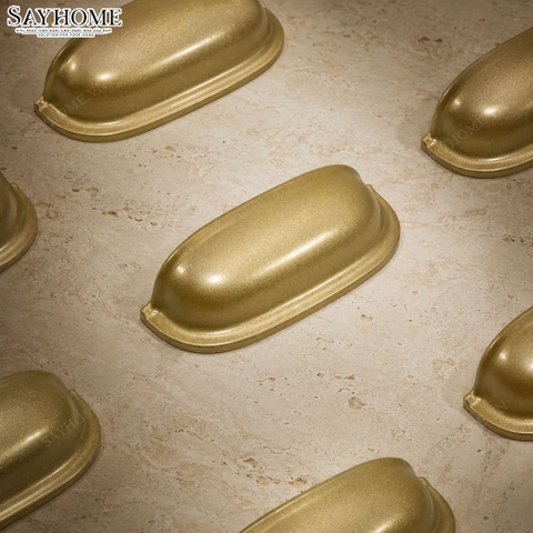 Tay nắm tủ hiện đại bán nguyệt màu vàng gold SH5585