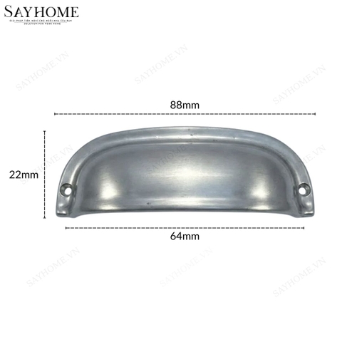Tay nắm tủ hiện đại bán nguyệt màu bạc SH5585