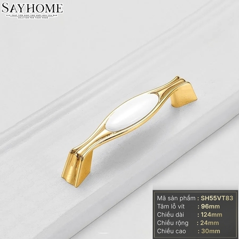Tay nắm tủ tân cổ điển Vintage màu vàng gold mặt sứ trắng SH55VT83  tại thành phố Hồ Chí Minh