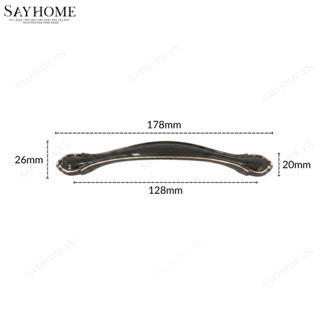 Tay nắm tủ tân cổ điển Vintage màu đen bóng SH5707
