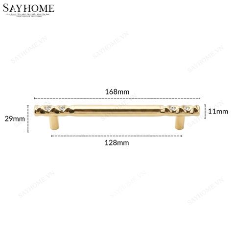 Tay nắm tủ hiện đại màu vàng gold 18k đính đá SH5805