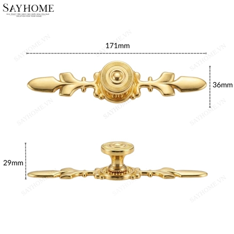 Tay nắm tủ tân cổ điển vintage màu vàng gold SH8062