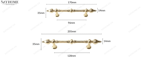 Tay nắm tủ tân cổ điển Vintage màu vàng gold SH80V75 tại thành phố Hồ Chí Minh