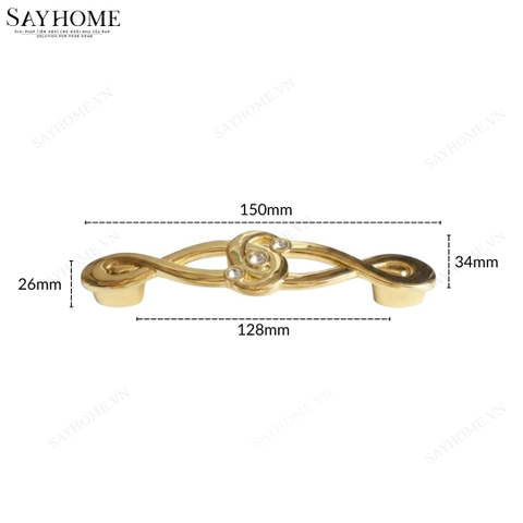 Tay nắm tủ tân cổ điển Vintage màu vàng gold SH8836