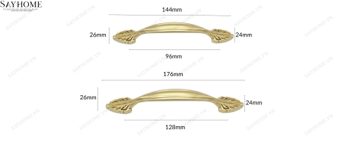 Tay nắm tủ tân cổ điển vintage màu vàng gold SH8837
