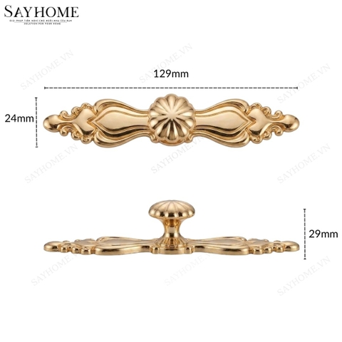 Tay nắm tủ tân cổ điển Vintage màu vàng gold 24k SH8853