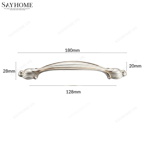 Tay nắm tủ tân cổ điển vintage màu bạc viền vàng SH8855