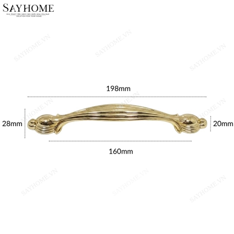 Tay nắm tủ tân cổ điển Vintage màu vàng gold SH8855