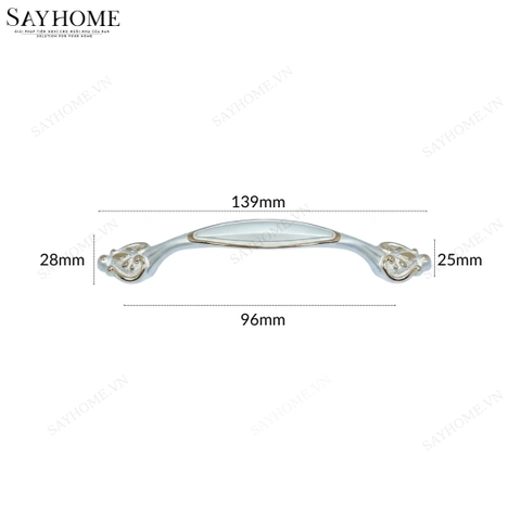Thông số kĩ thuật Tay nắm tủ tân cổ điển Vintage màu trắng ngọc trai vàng SH88T57 tại Thành phố Hồ Chí Minh