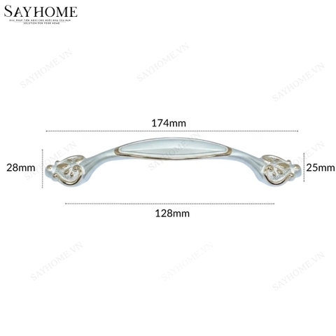 Thông số kĩ thuật Tay nắm tủ tân cổ điển Vintage màu trắng ngọc trai vàng SH88T57 tại Thành phố Hồ Chí Minh