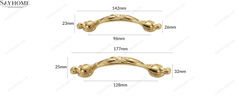 Tay nắm tủ tân cổ điển vintage màu vàng gold SH8858
