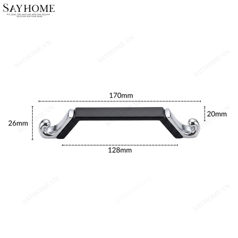Tay nắm tủ tân cổ điển Vintage màu đen bạc SH8872