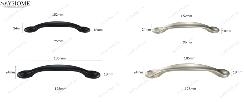 Tay nắm tủ hiện đại màu đen và màu bạc SH8890