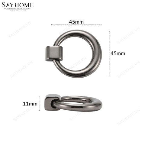 Tay nắm tủ hiện đại khoen tròn màu xám SH8903