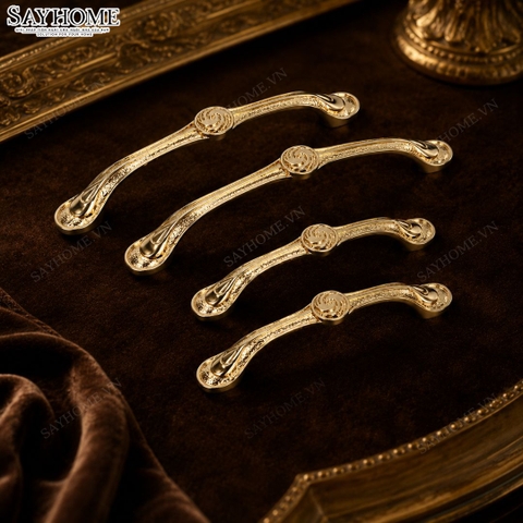 Tay nắm tủ tân cổ điển Vintage màu vàng gold 18k SH8939