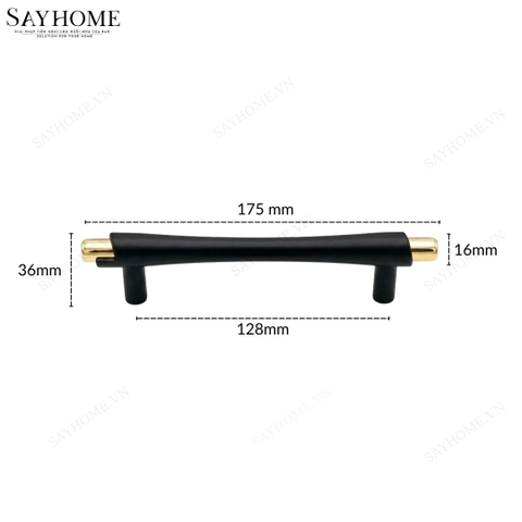 Tay nắm tủ hiện đại màu đen vàng SH8974