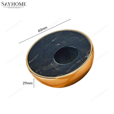 Tay nắm tủ tân cổ điển Vintage màu vàng và màu đen khảm đá SH8982