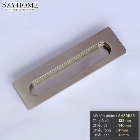 Tay nắm âm tủ hiện đại màu bạc xước  SH89B35 tại Tân Bình
