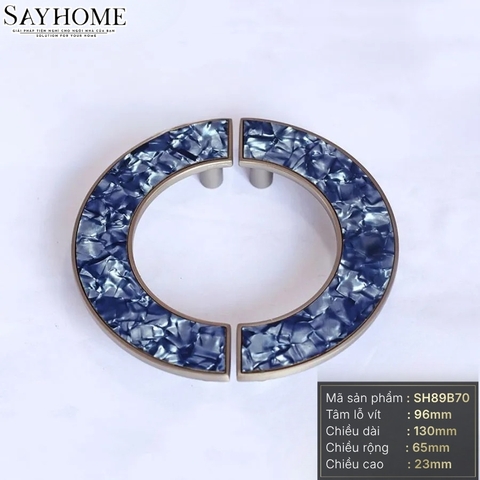 Tay nắm tủ hiện đại màu bạc hiệu ứng vân đá hình bán nguyệt SH89B70 tại thành phố Hồ Chí Minh