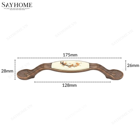 Tay nắm tủ tân cổ điển vintage màu đồng mặt sứ trắng SH9023 tại thành phố Hồ Chí Minh