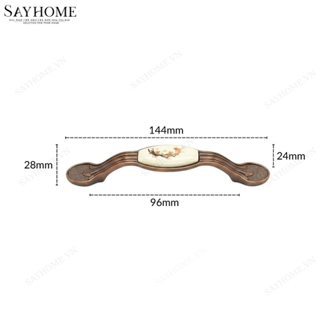 Tay nắm tủ tân cổ điển vintage màu đồng mặt sứ trắng SH9023 tại thành phố Hồ Chí Minh