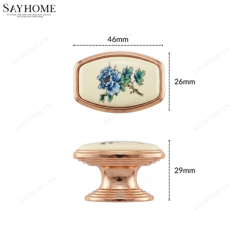 Núm tủ tân cổ điển vintage gốm sứ hoa văn hai màu vàng gold và đồng đen SH9024 tại thành phố Hồ Chí Minh