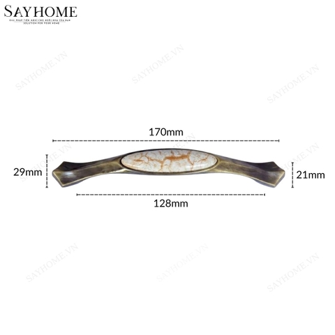 Tay nắm tủ tân cổ điển Vintage màu đồng mặt sứ SH9377 tại thành phố Hồ Chí Minh