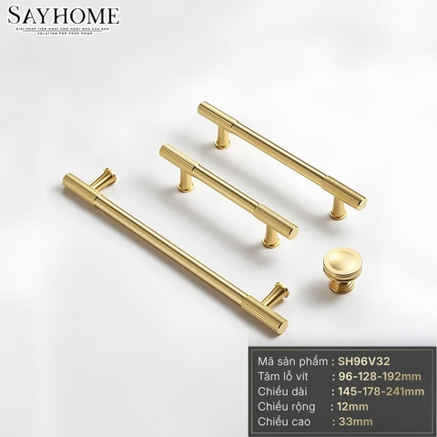 Tay nắm đũa tân cổ điển vintage màu vàng gold SH96V32 tại thành phố Hồ Chí Minh