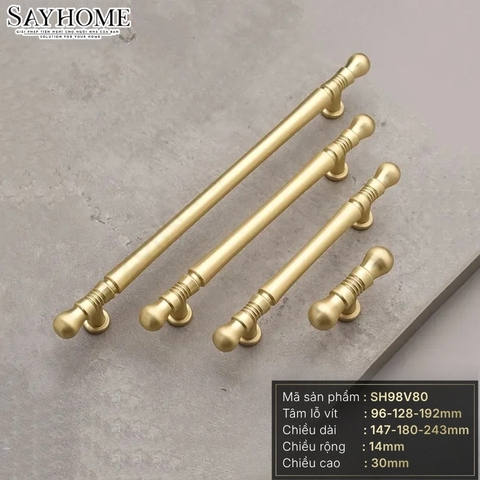 Tay nắm tủ tân cổ điển Vintage màu vàng gold SH98V80 tại thành phố Hồ Chí Minh