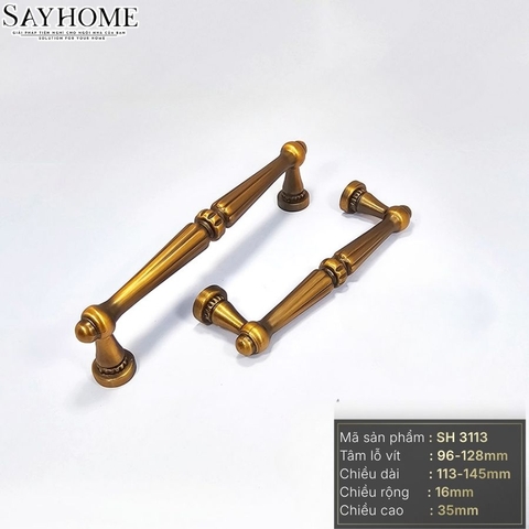 Tay nắm tân cổ điển Vintage màu vàng đồng SH3113
