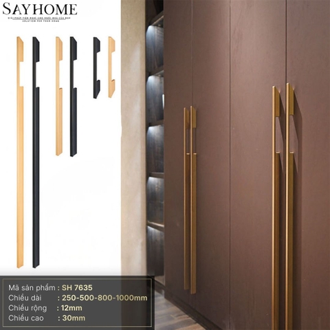 Tay nắm tủ áo thanh dài hiện đại màu đen, vàng SH7635