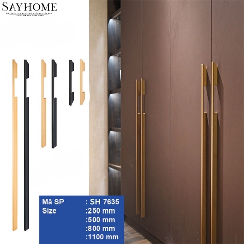 Tay nắm tủ áo thanh dài hiện đại màu đen, vàng SH7635
