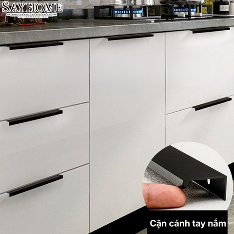 Tay nắm tủ áo thanh dài hiện đại màu đen SH160