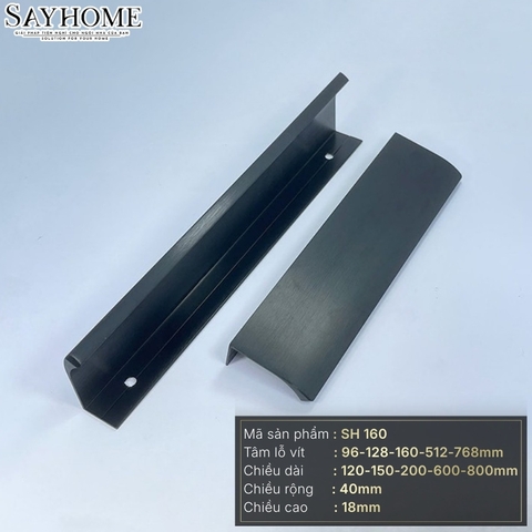 Tay nắm tủ áo thanh dài hiện đại màu đen SH160