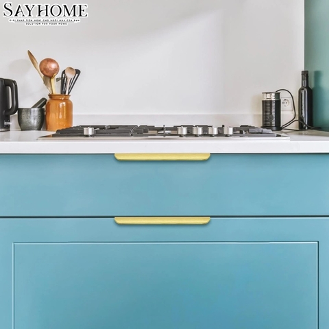 Tay nắm tủ áo thanh dài hiện đại màu vàng xước SH160