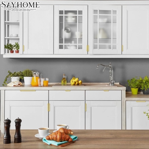 Tay nắm tủ áo thanh dài hiện đại màu vàng xước SH160