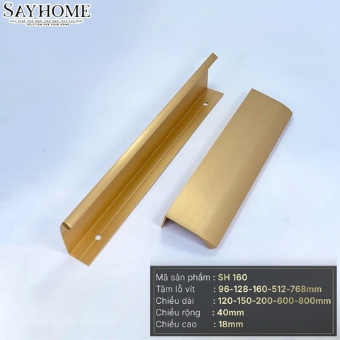Tay nắm tủ áo thanh dài hiện đại màu vàng xước SH160