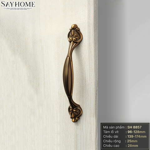 Tay nắm tủ tân cổ điển vintage màu đồng SH8857