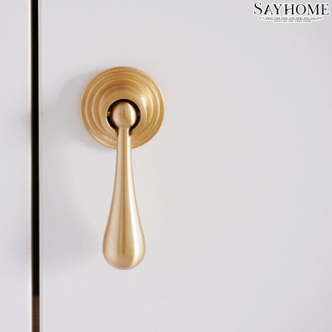 Tay nắm tủ tân cổ điển Vintage màu vàng đồng SH5581
