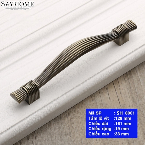 Tay nắm tủ tân cổ điển vintage màu vàng đồng SH8001