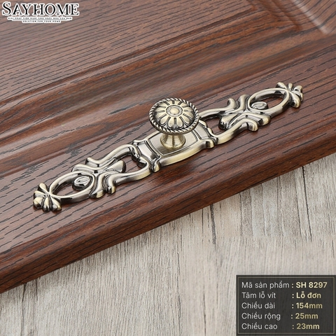 Tay nắm tủ tân cổ điển vintage màu vàng đồng SH8297