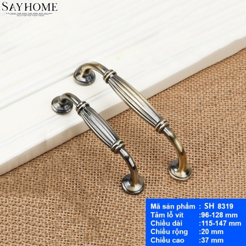 Tay nắm tủ tân cổ điển màu vàng đồng SH8319